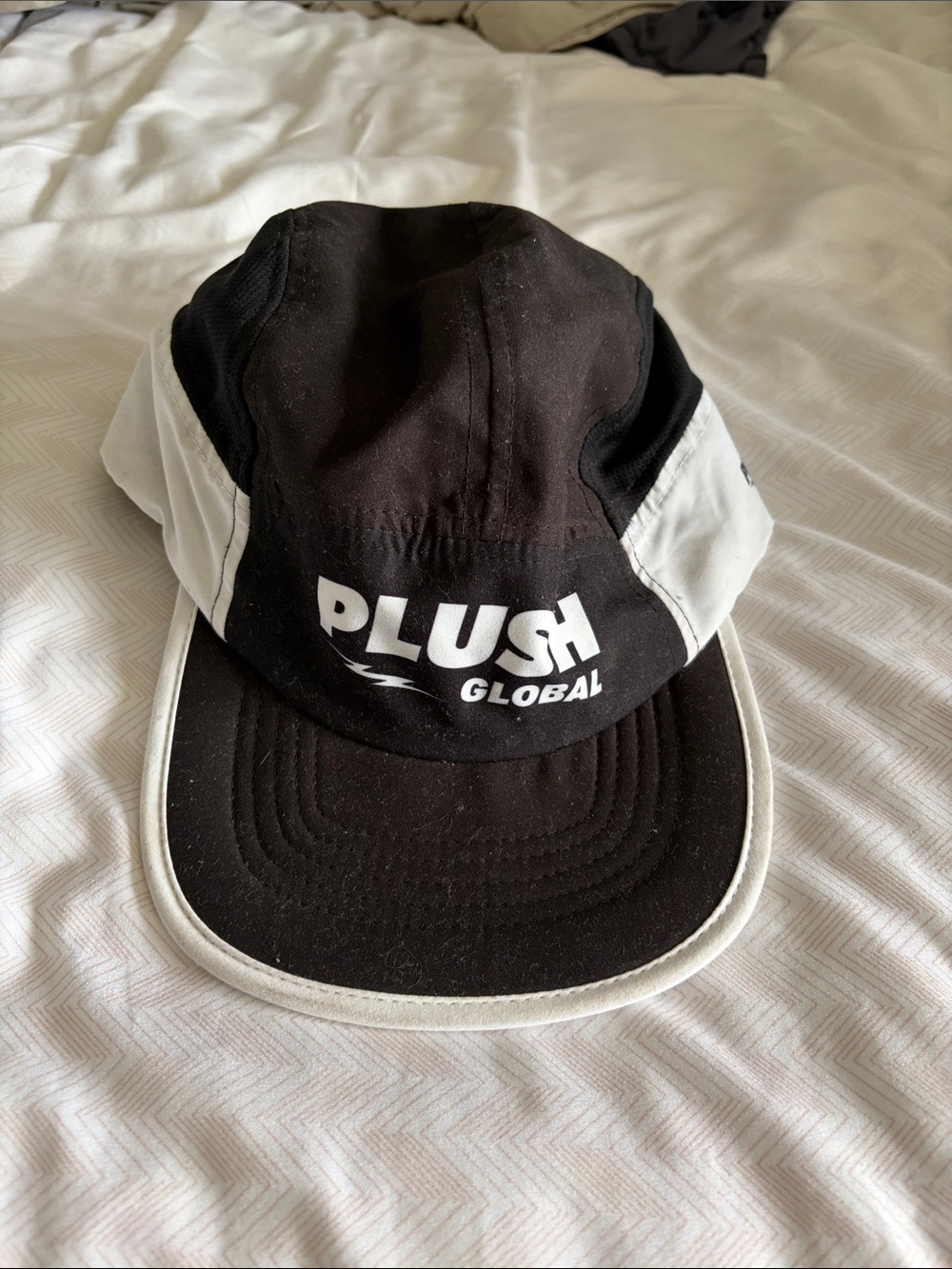 Plush Global Black and White Cycling Cap